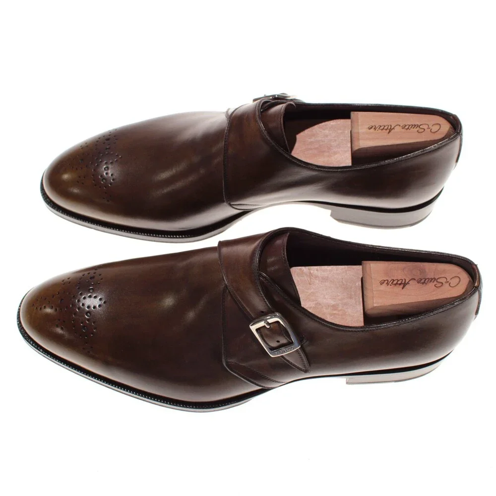 Di Bianco NWD Single Monk Strap Dress Shoes Size 9 US in Brown Leather